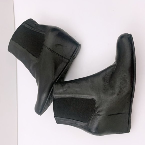 Stuart Weitzman Black Wedge Booties - Nusocks - Picture 10 of 14